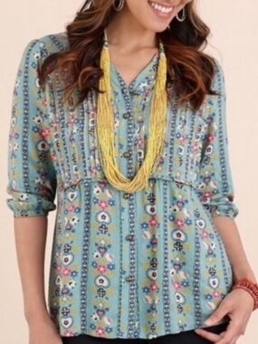 Matilda Jane Muse Floral Button Up Blouse Once Upon A Time M Green Cottagecore